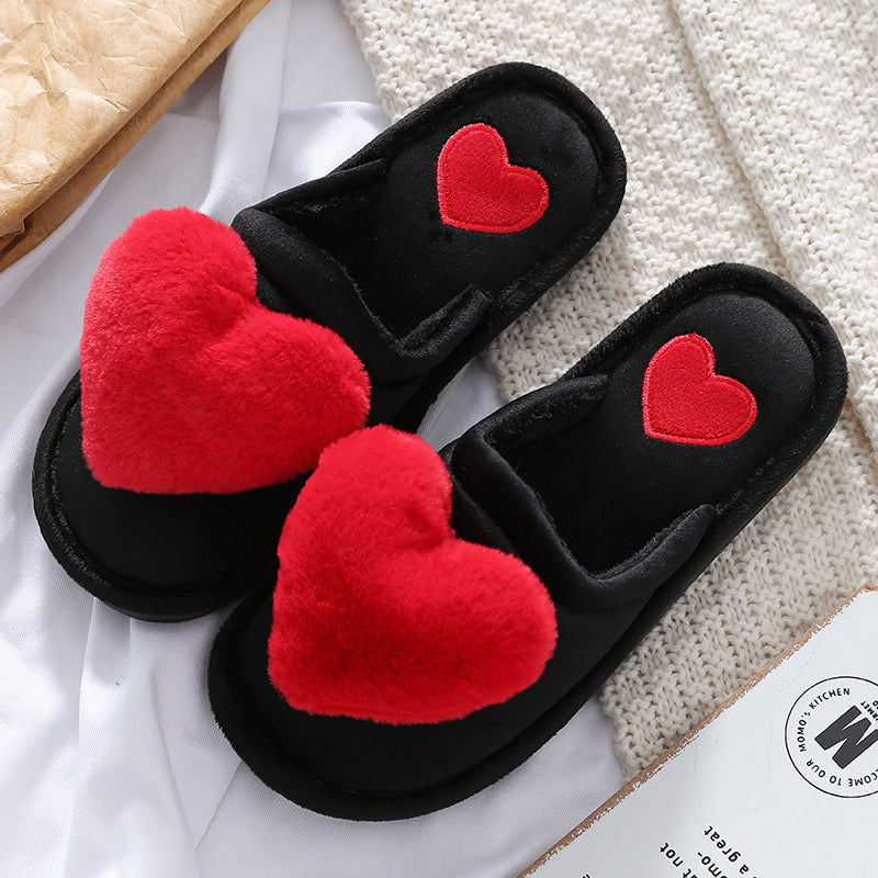 Cute slippers with a fluffy heart