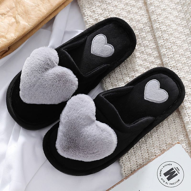 Cute slippers with a fluffy heart