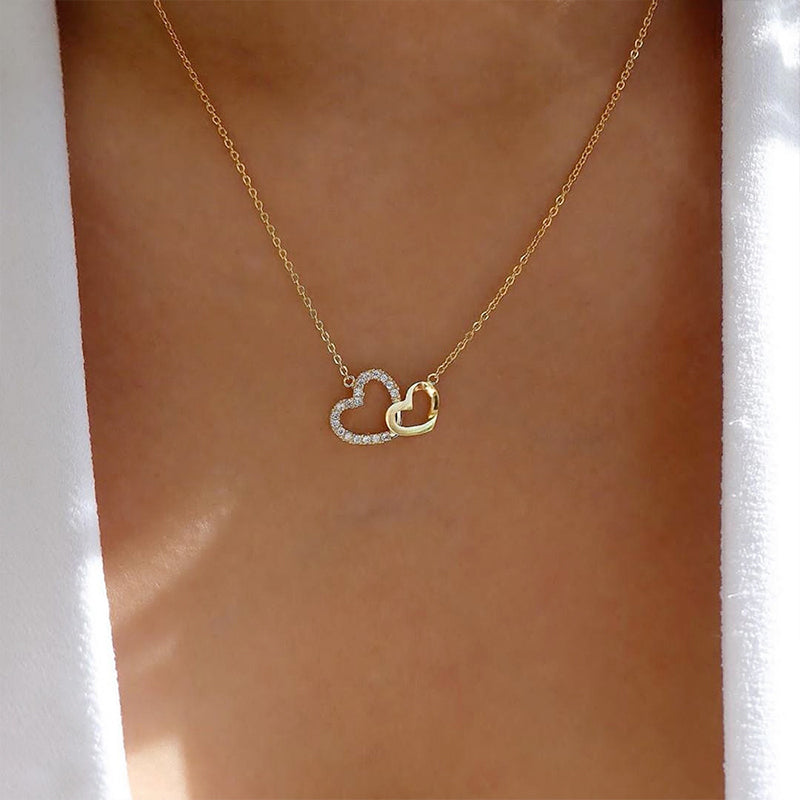 Love necklace with double hearts