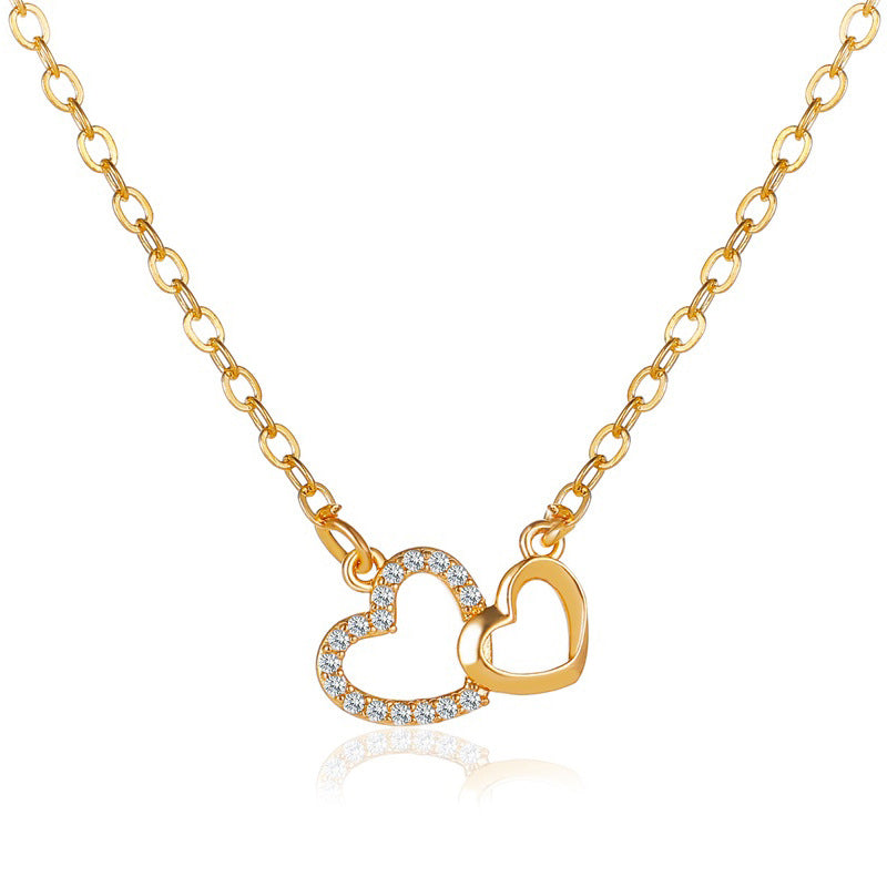 Love necklace with double hearts