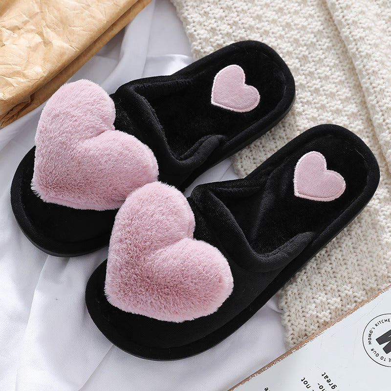 Cute slippers with a fluffy heart