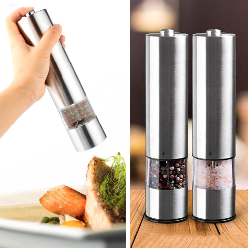 Stainless steel electric pepper/salt mill