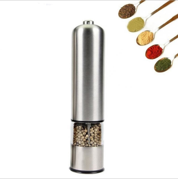 Stainless steel electric pepper/salt mill