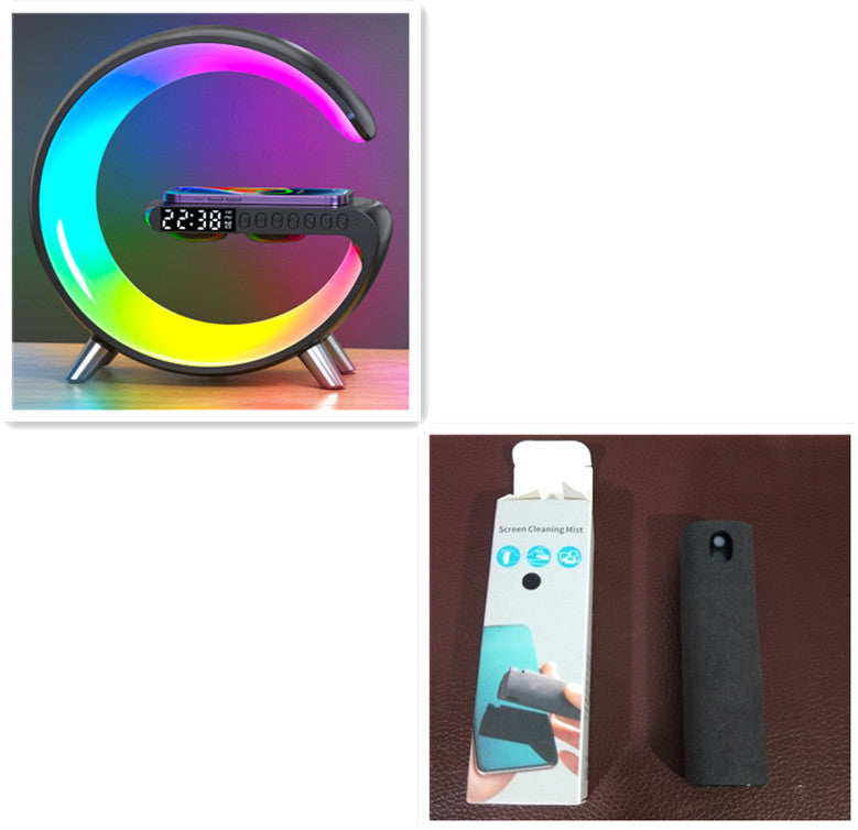 Multifunctional charging station with alarm clock, speaker and RGB light