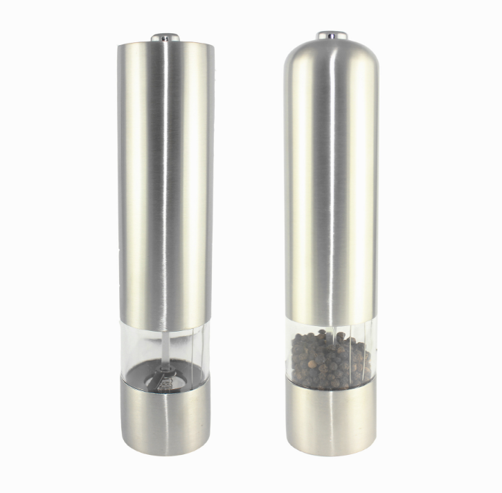 Stainless steel electric pepper/salt mill