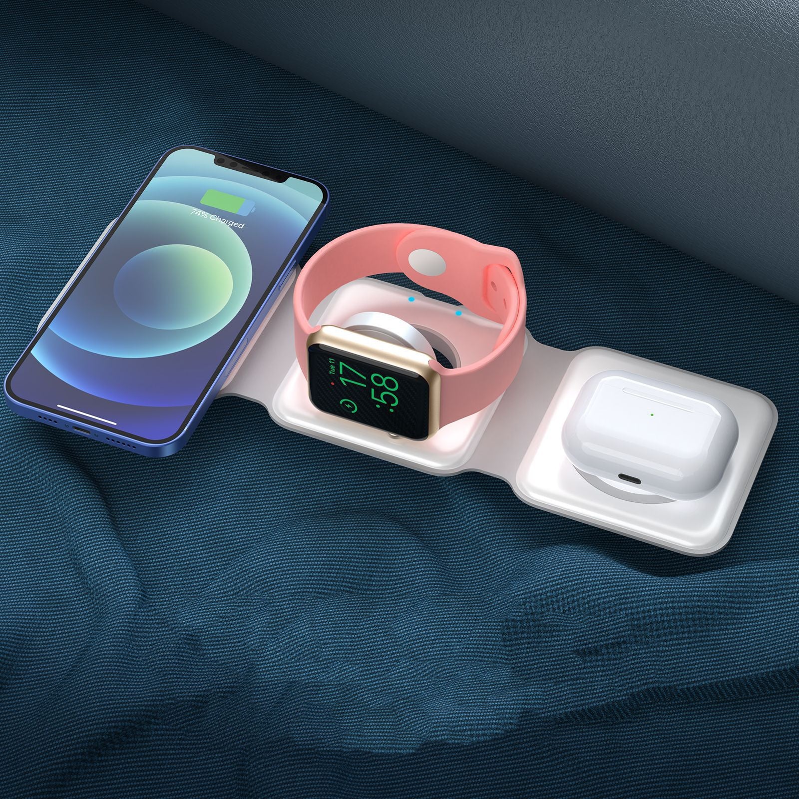 Wireless 3-1 charger, iPhone+Watch+Airpods Pro