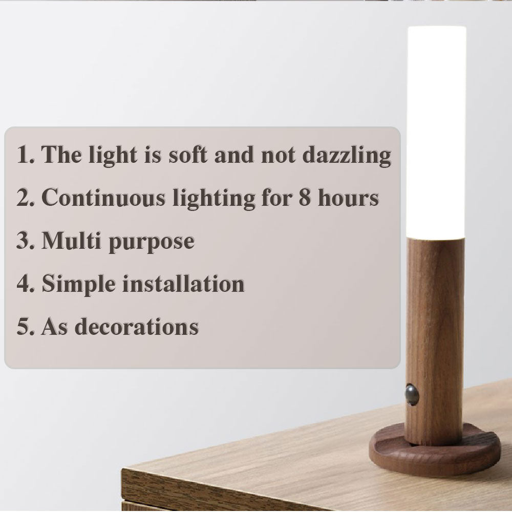 Magnetic Wooden LED Wall Light Removable USB Night Light with Motion Sensor